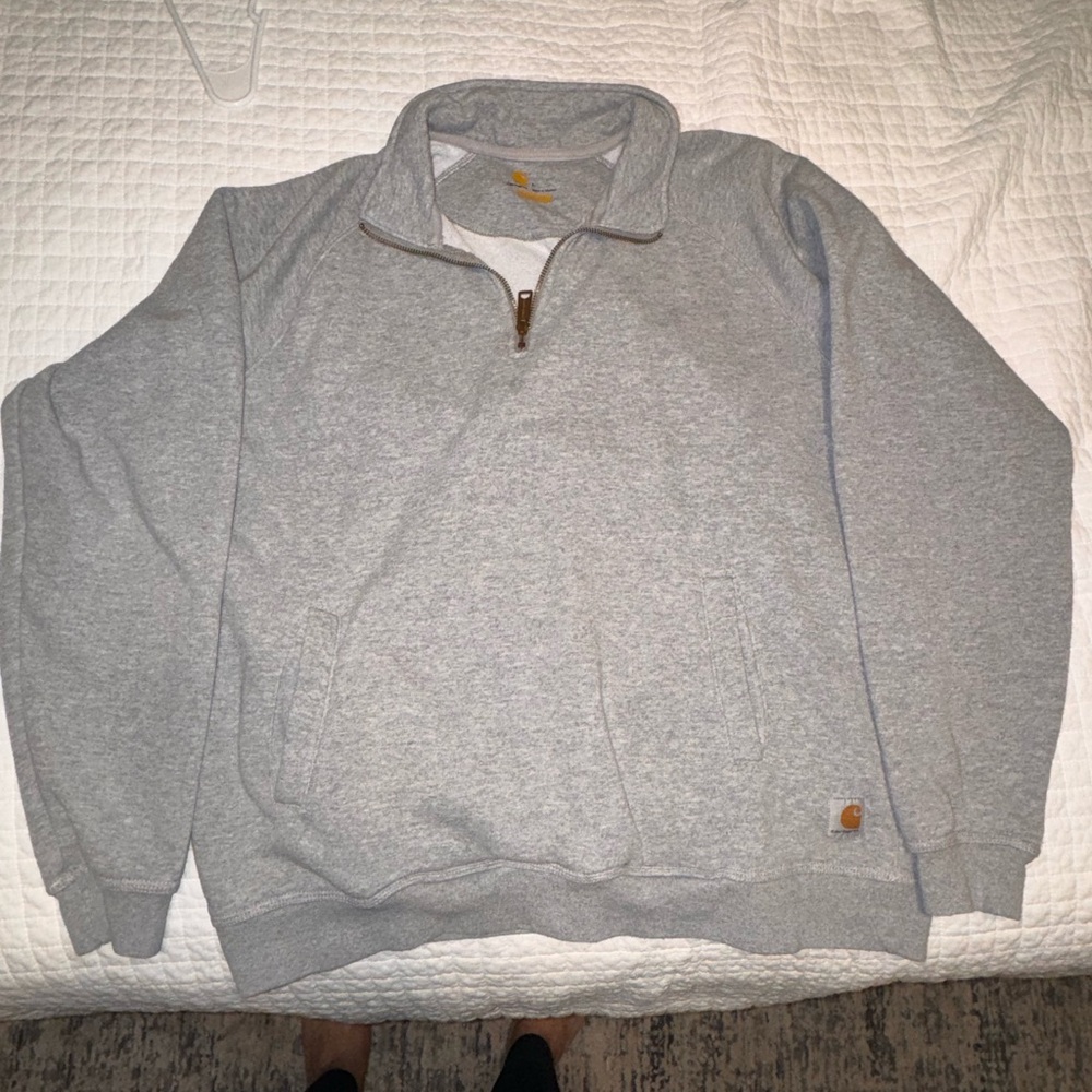 Carhartt Men's Heather Gray Zip-Up Sweater